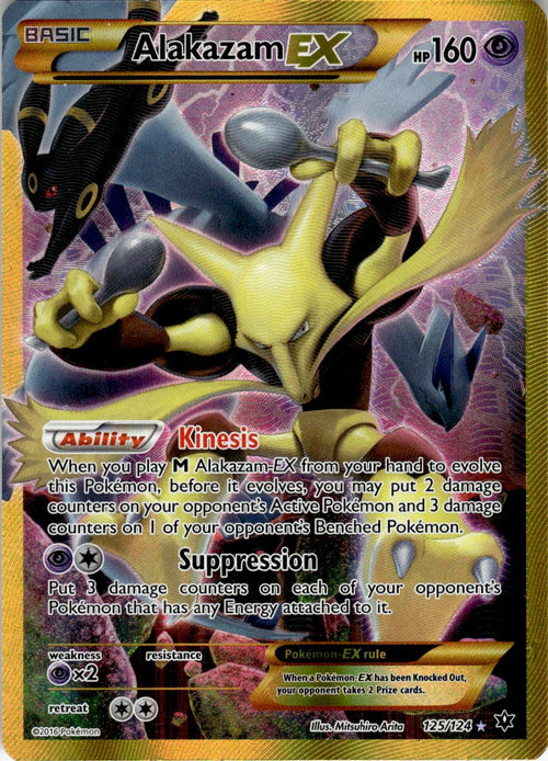 2016 POKEMON ALAKAZAM EX 125/124 SECRET RARE FATES COLLIDE HOLO LIGHTLY PLAYED