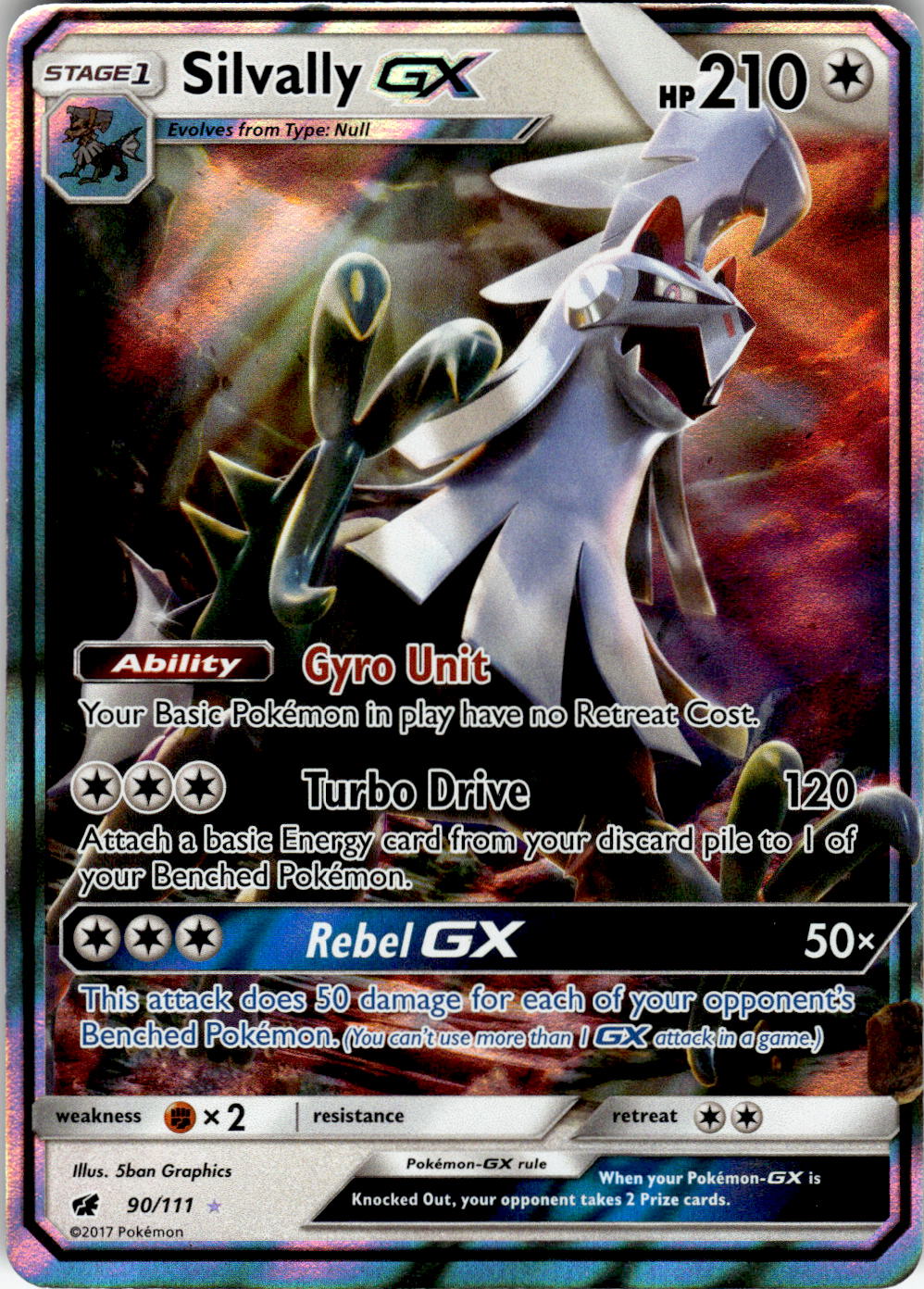 2017 POKEMON SILVALLY GX 90/111 HOLO GX RARE CRIMSON INVASION NEAR MINT