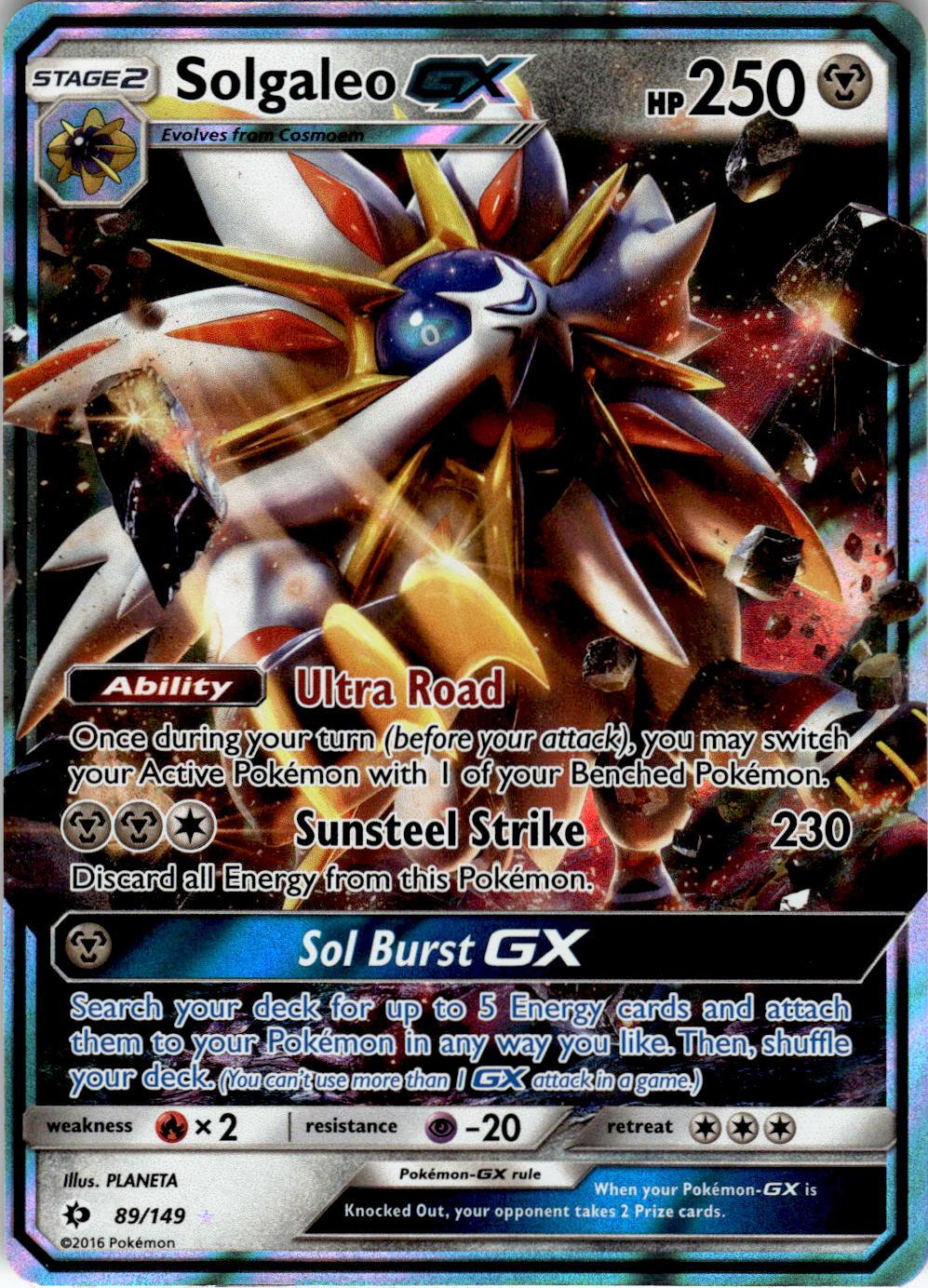 2017 POKEMON SOLGALEO GX 89/149 HOLO ULTRA RARE SM BASE SET NEAR MINT