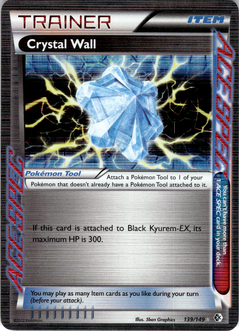 2012 POKEMON CRYSTAL WALL 139/149 ACE SPEC RARE BOUNDARIES CROSSED HOLO NM