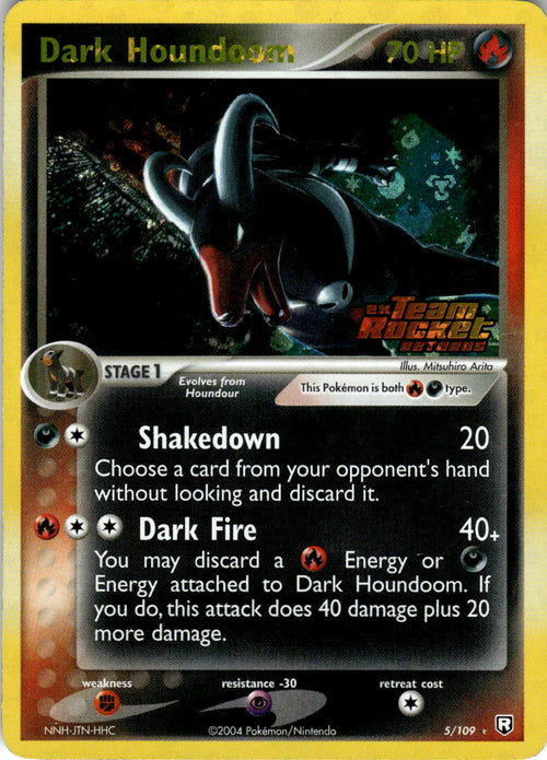 2004 POKEMON DARK HOUNDOOM 5/109 HOLO RARE TEAM ROCKET RETURNS NEAR MINT