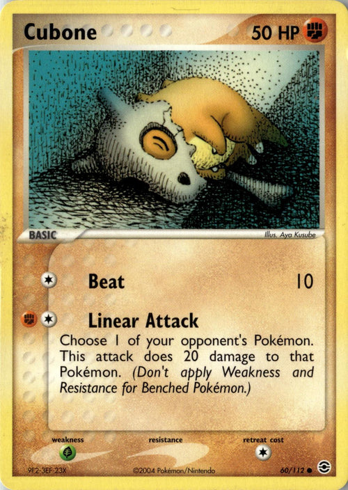 2004 POKEMON CUBONE 60/112 COMMON FIRERED & LEAFGREEN NEAR MINT