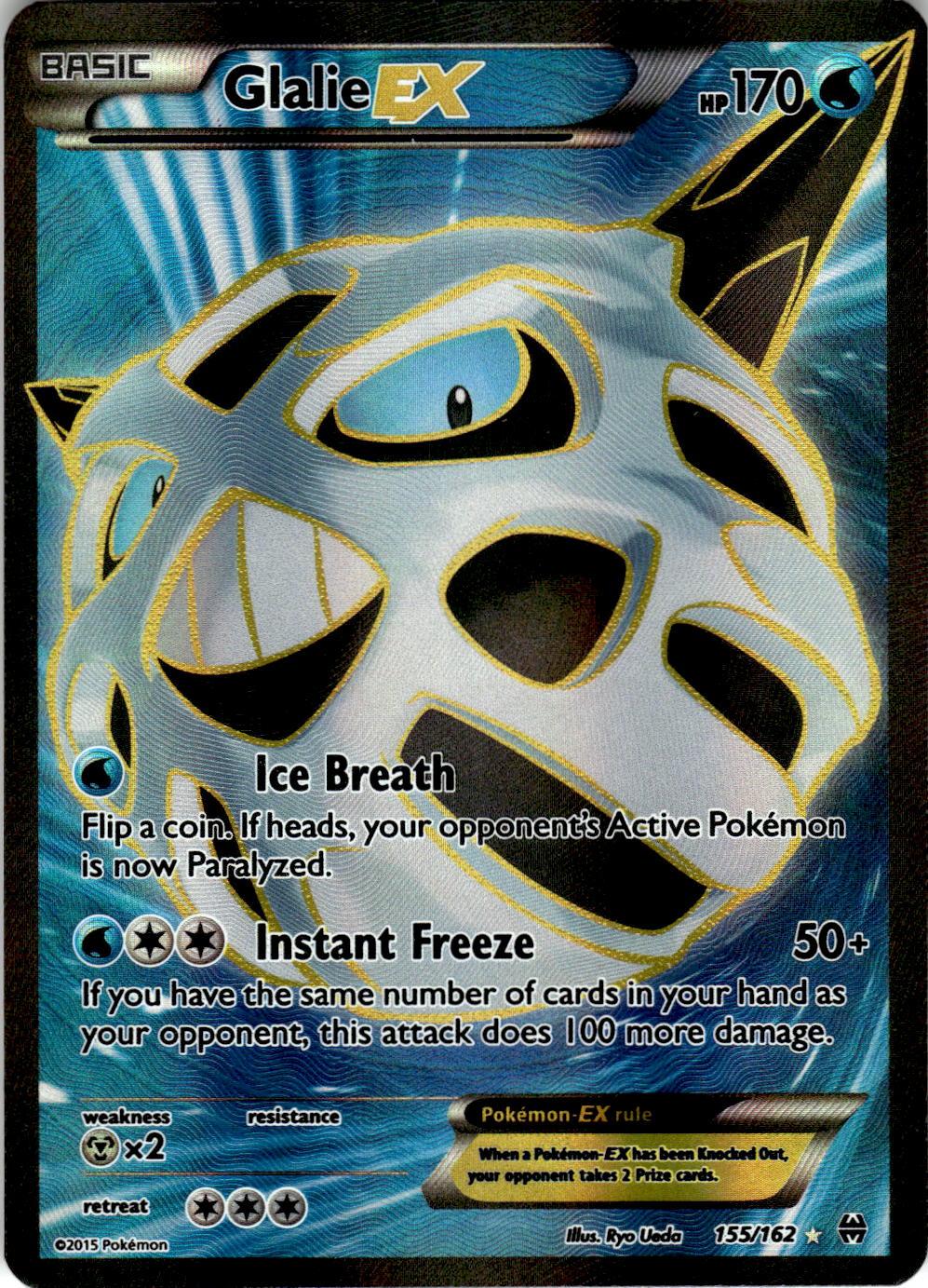 2015 POKEMON GLALIE EX 155/162 ULTRA RARE BREAKTHROUGH HOLO NEAR MINT