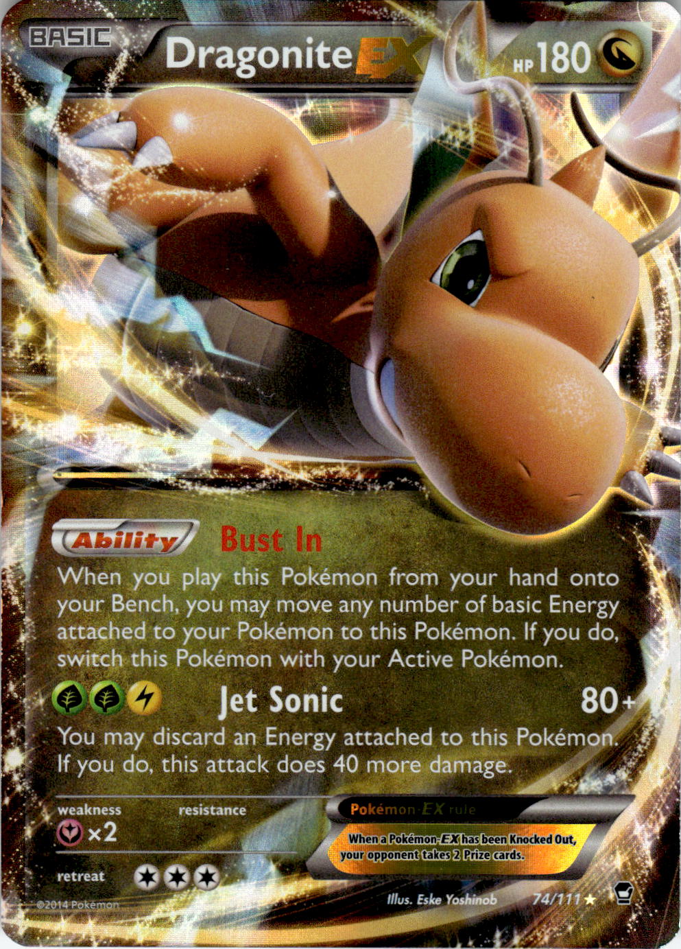 2014 POKEMON DRAGONITE EX 74/111 HOLO EX RARE FURIOUS FISTS NEAR MINT