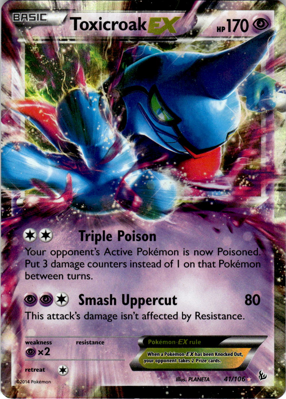 2014 POKEMON TOXICROAK EX 41/106 HOLO EX RARE FLASHFIRE NEAR MINT