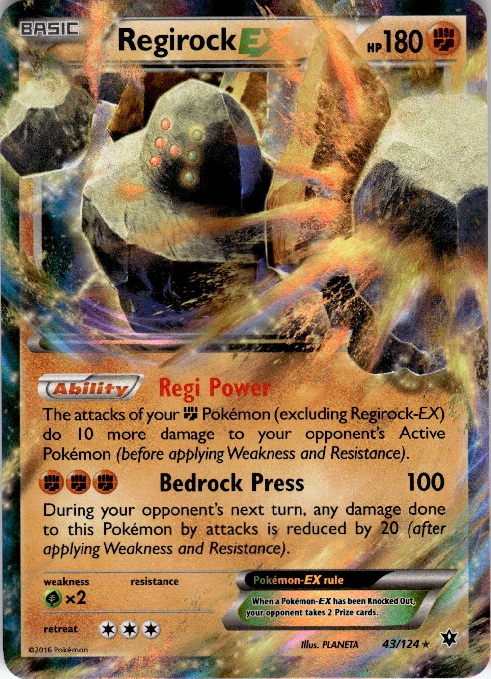 2016 POKEMON REGIROCK EX 43/124 HOLO EX RARE FATES COLLIDE NEAR MINT