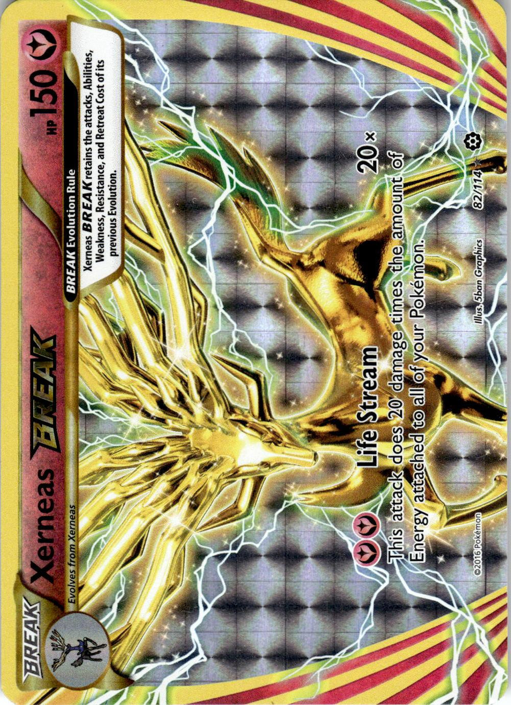 2016 POKEMON XERNEAS BREAK 82/114 BREAK RARE STEAM SIEGE HOLO NEAR MINT