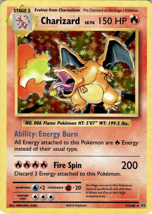 2016 POKEMON CHARIZARD 11/108 HOLO RARE EVOLUTIONS NEAR MINT