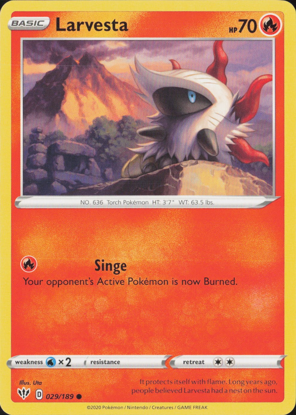 Larvesta Common SWSH03: Darkness Ablaze 029/189 NM