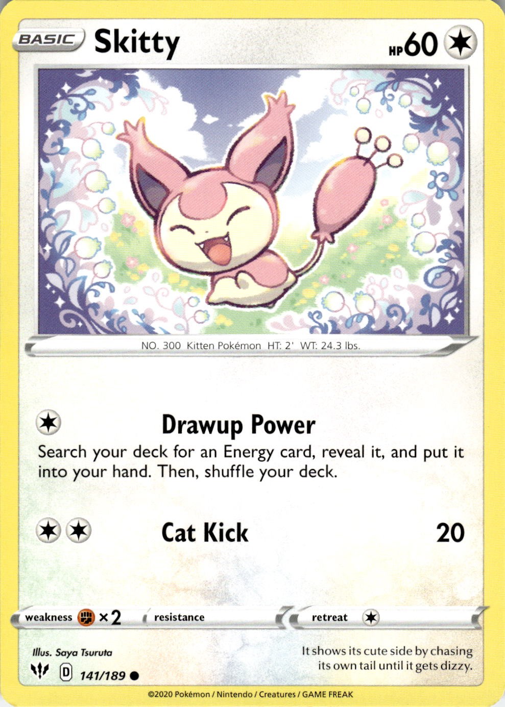 Skitty 141/189 Common Darkness Ablaze Pokemon Lightly Played