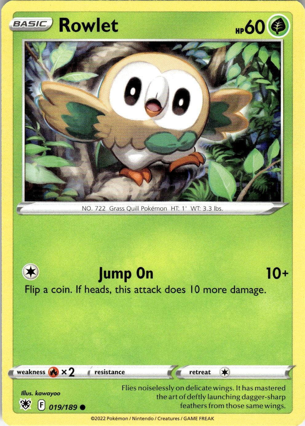Rowlet 019/189 Common Astral Radiance Pokemon Near Mint