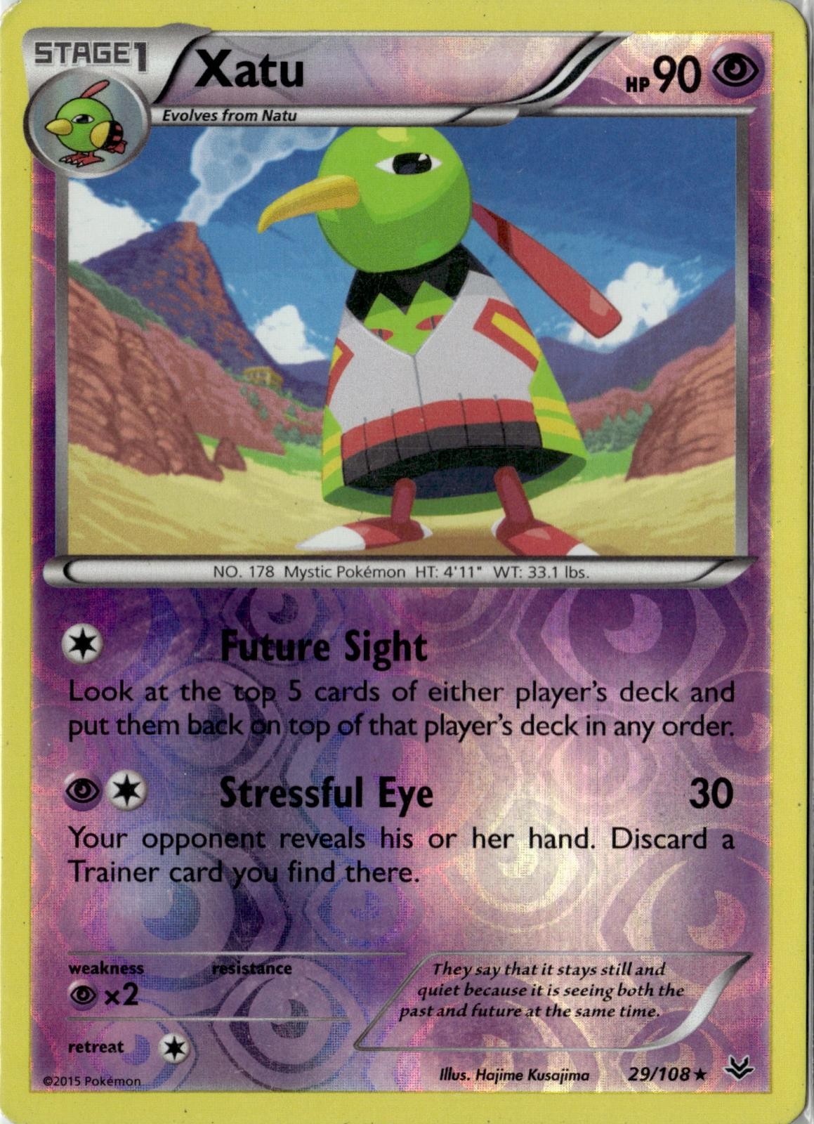 2015 POKEMON XATU 29/108 RARE ROARING SKIES REVERSE HOLO LIGHTLY PLAYED
