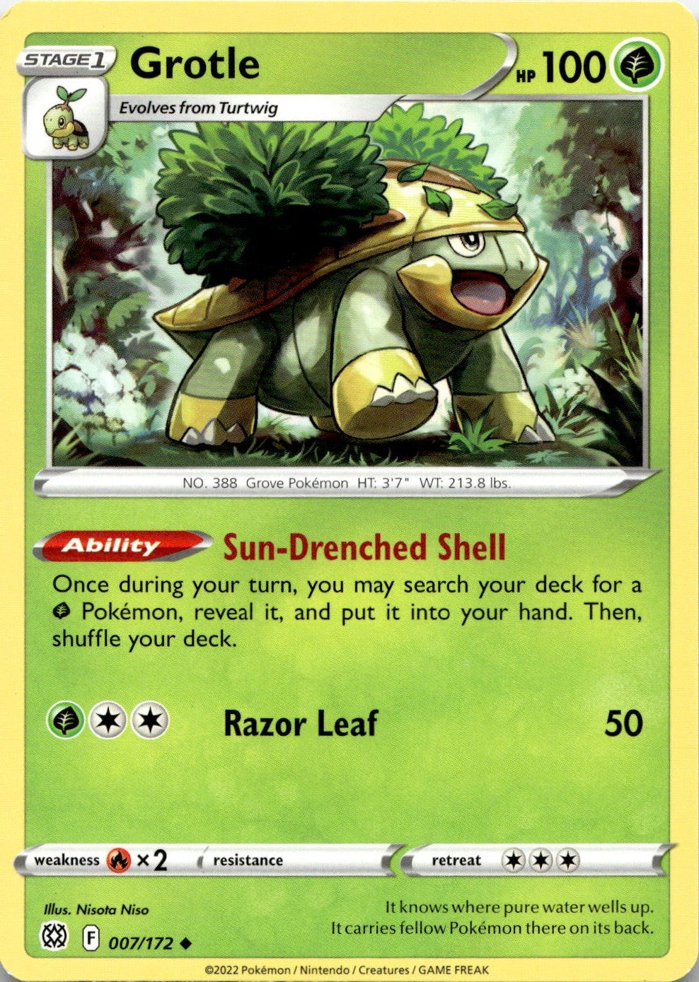 Grotle 007/172 Uncommon Brilliant Stars Pokemon Near Mint