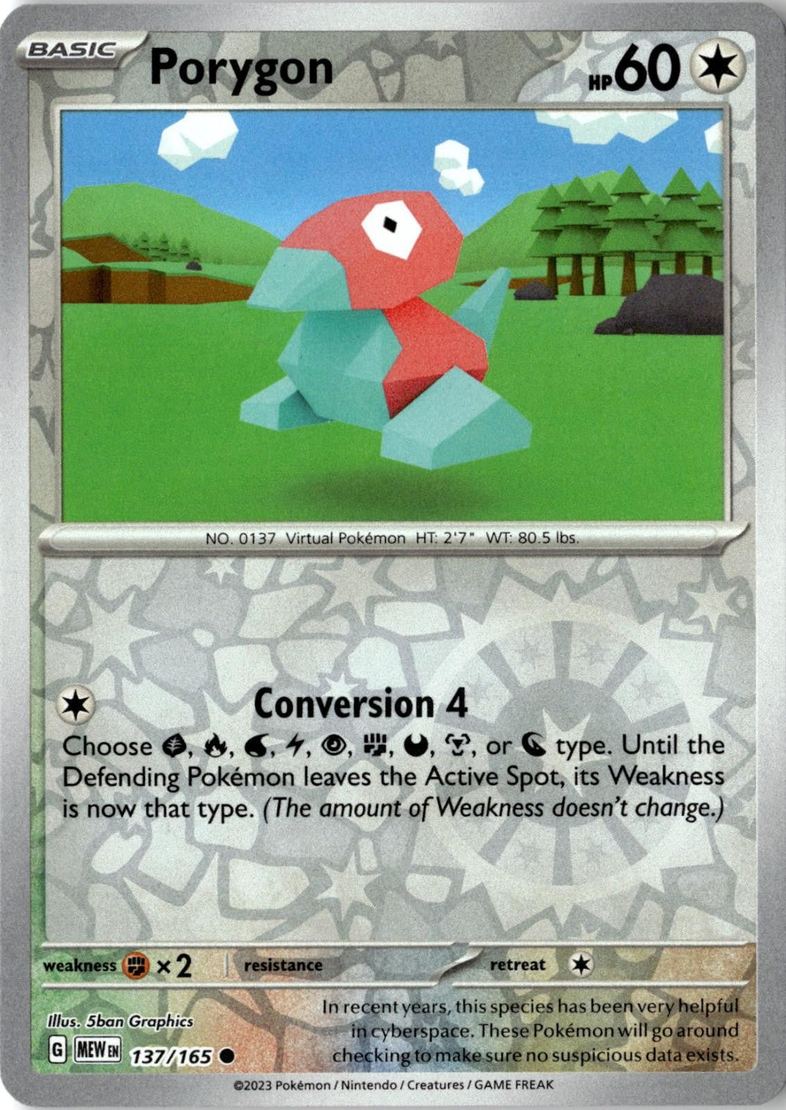 2023 POKEMON PORYGON 137/165 COMMON 151 NEAR MINT