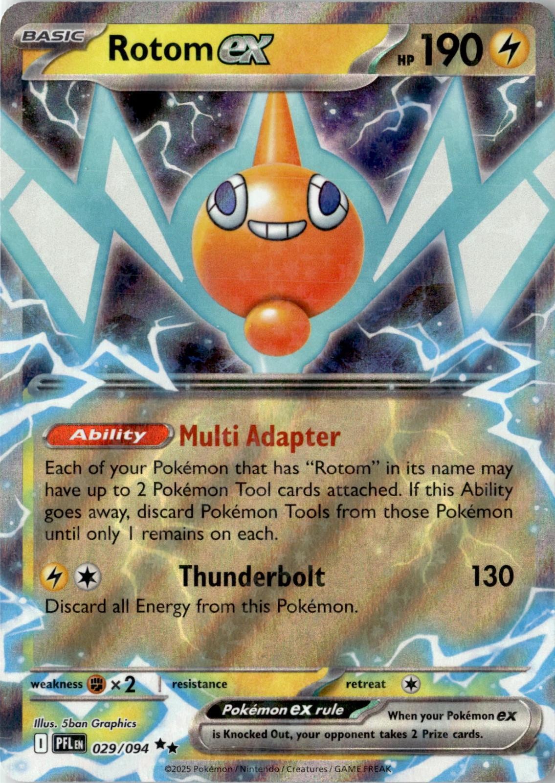 2025 POKEMON ROTOM EX 029/094 DOUBLE RARE PHANTASMAL FLAMES HOLO NEAR MINT