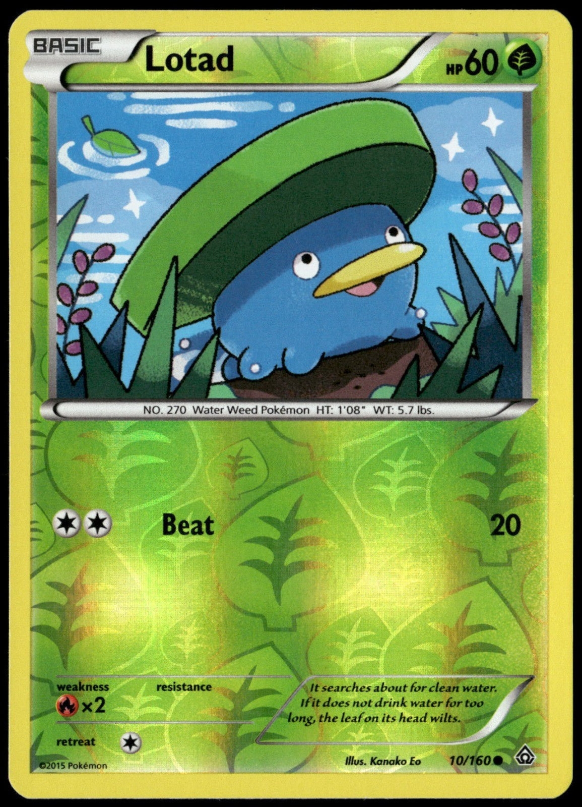 Lotad Reverse Holo Common XY - Primal Clash 10/160 NM