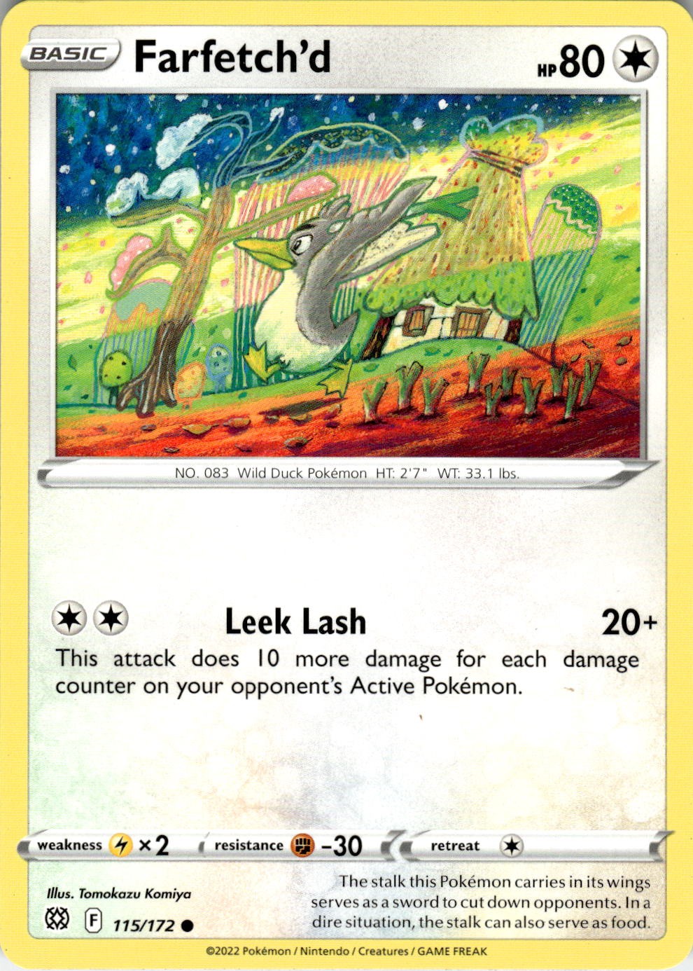 2022 POKEMON FARFETCH'D 115/172 COMMON BRILLIANT STARS NEAR MINT