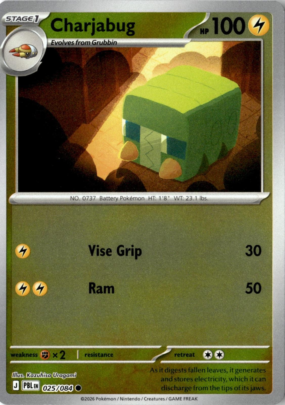 2026 POKEMON CHARJABUG 025/084 COMMON PITCH BLACK REVERSE HOLO NEAR MINT
