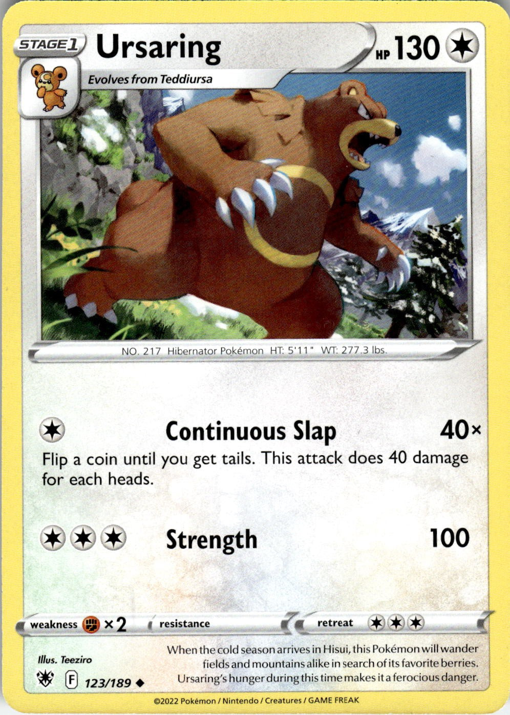 Ursaring 123/189 Uncommon Astral Radiance Pokemon Near Mint