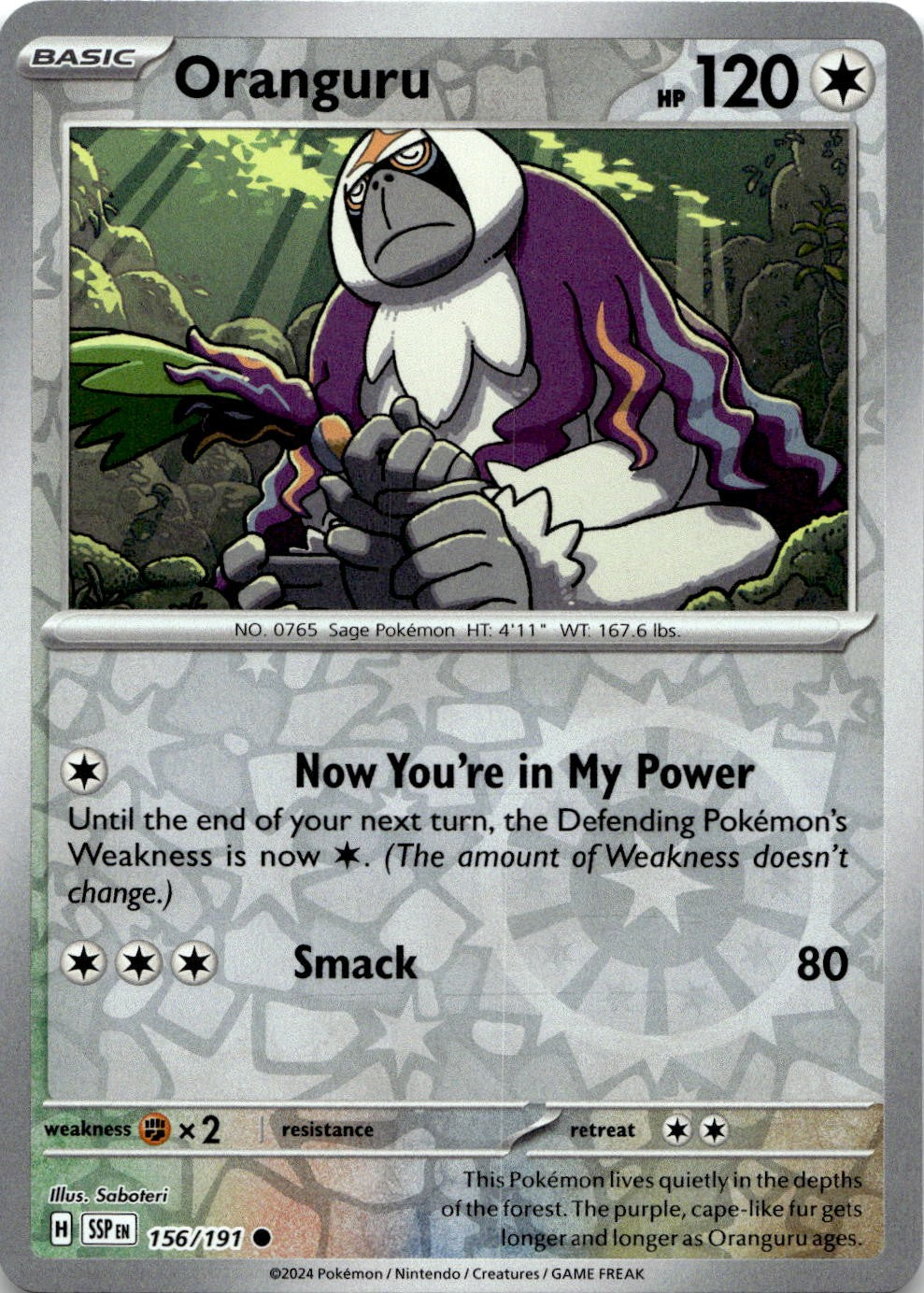 Oranguru 156/191 Common Surging Sparks Pokemon Reverse Holo Near Mint