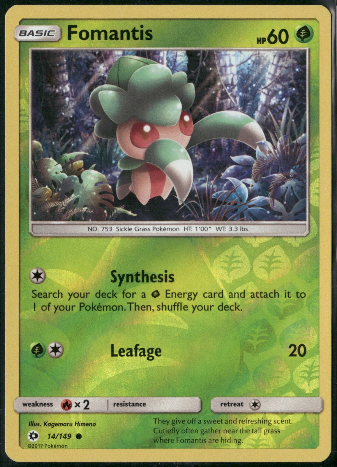 Fomantis Reverse Holo Common SM Base Set 14/149 NM
