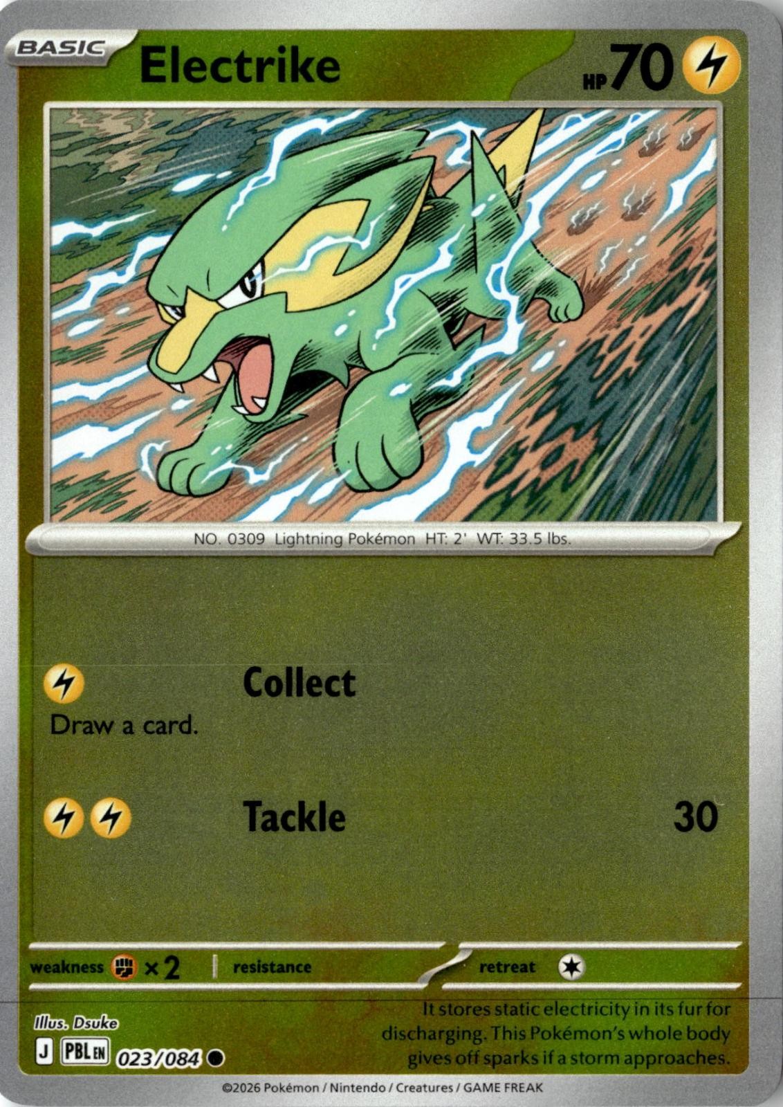 2026 POKEMON ELECTRIKE 023/084 COMMON PITCH BLACK REVERSE HOLO NEAR MINT