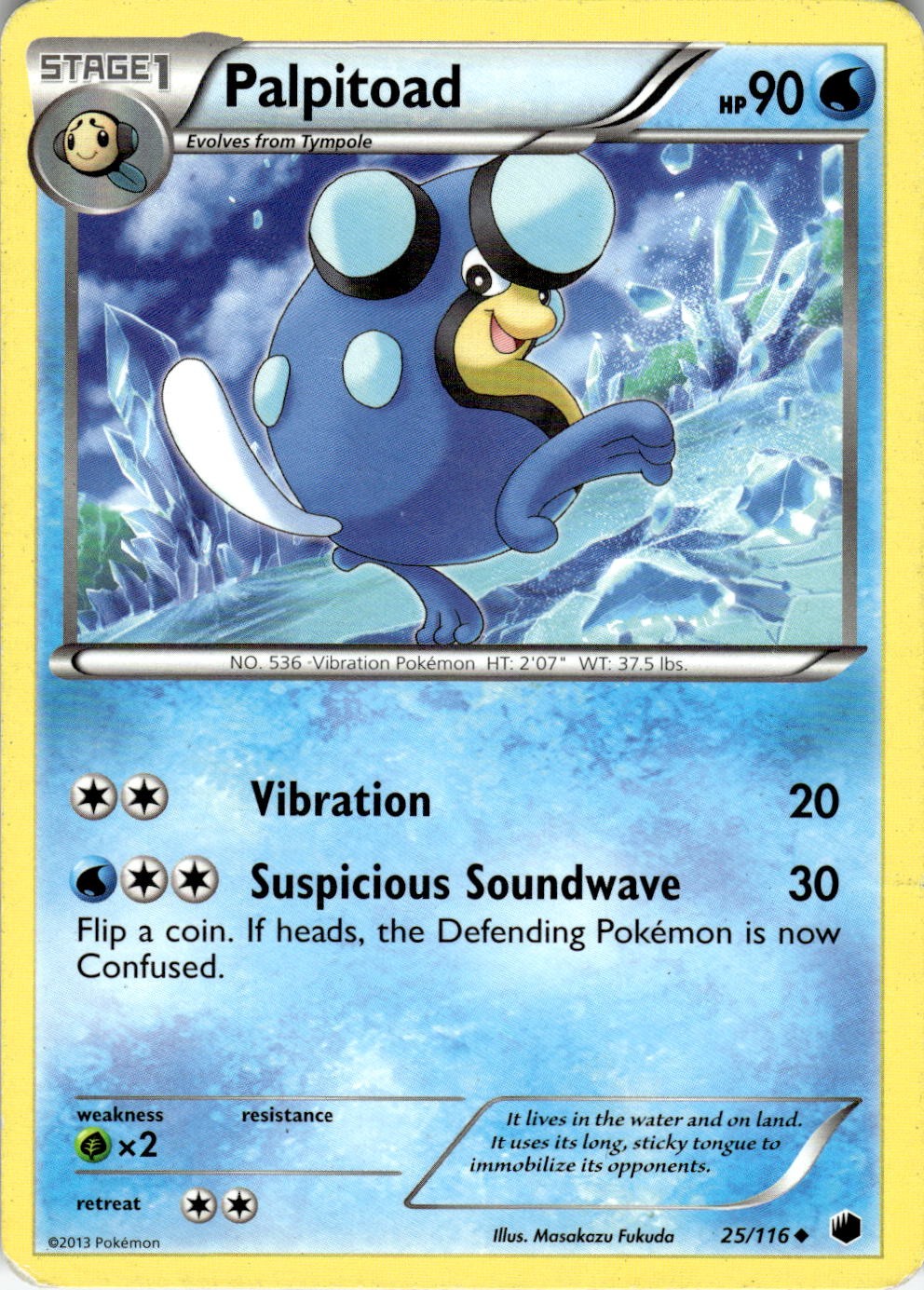 Palpitoad 25/116 Uncommon Plasma Freeze Pokemon Near Mint