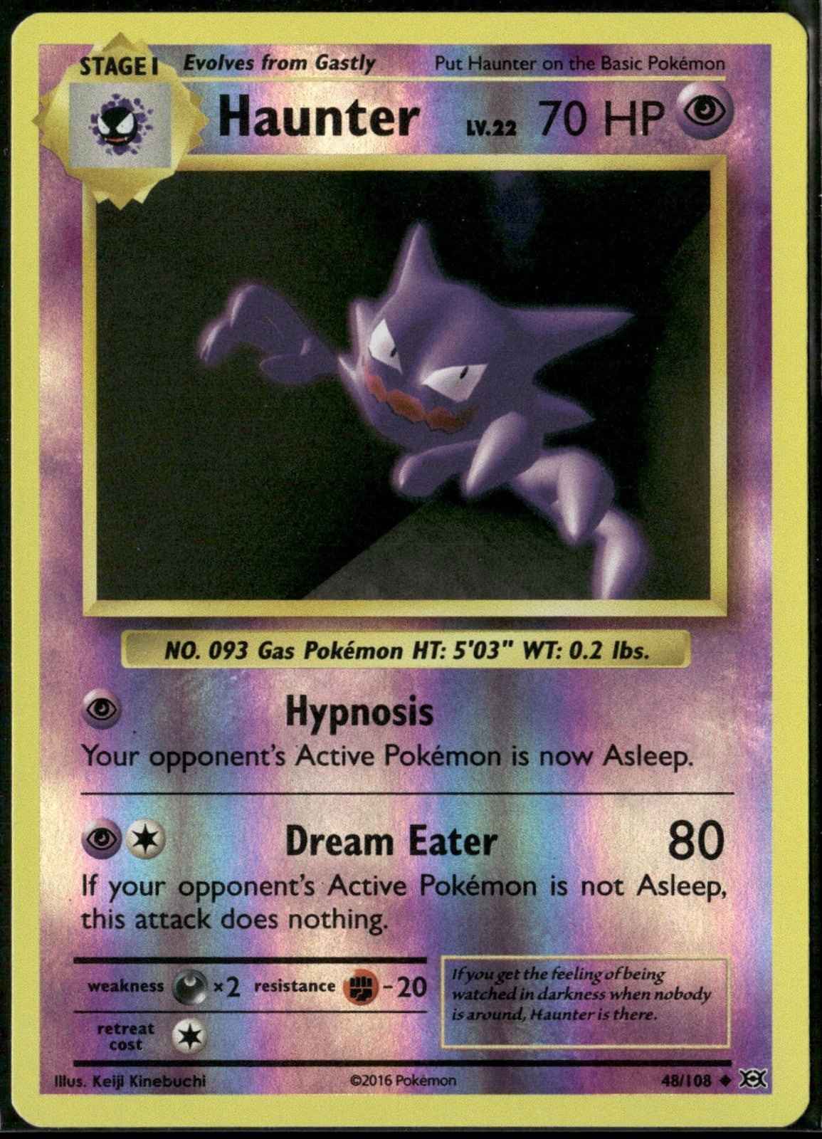 Haunter Reverse Holo Uncommon XY - Evolutions 48/108 NM