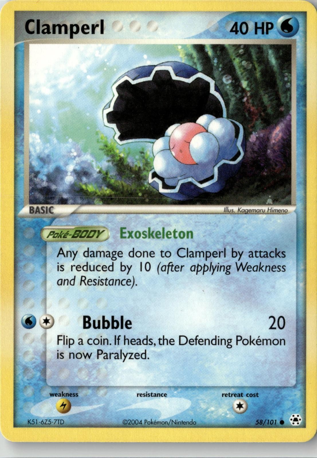 2004 POKEMON CLAMPERL 58/101 COMMON HIDDEN LEGENDS NEAR MINT