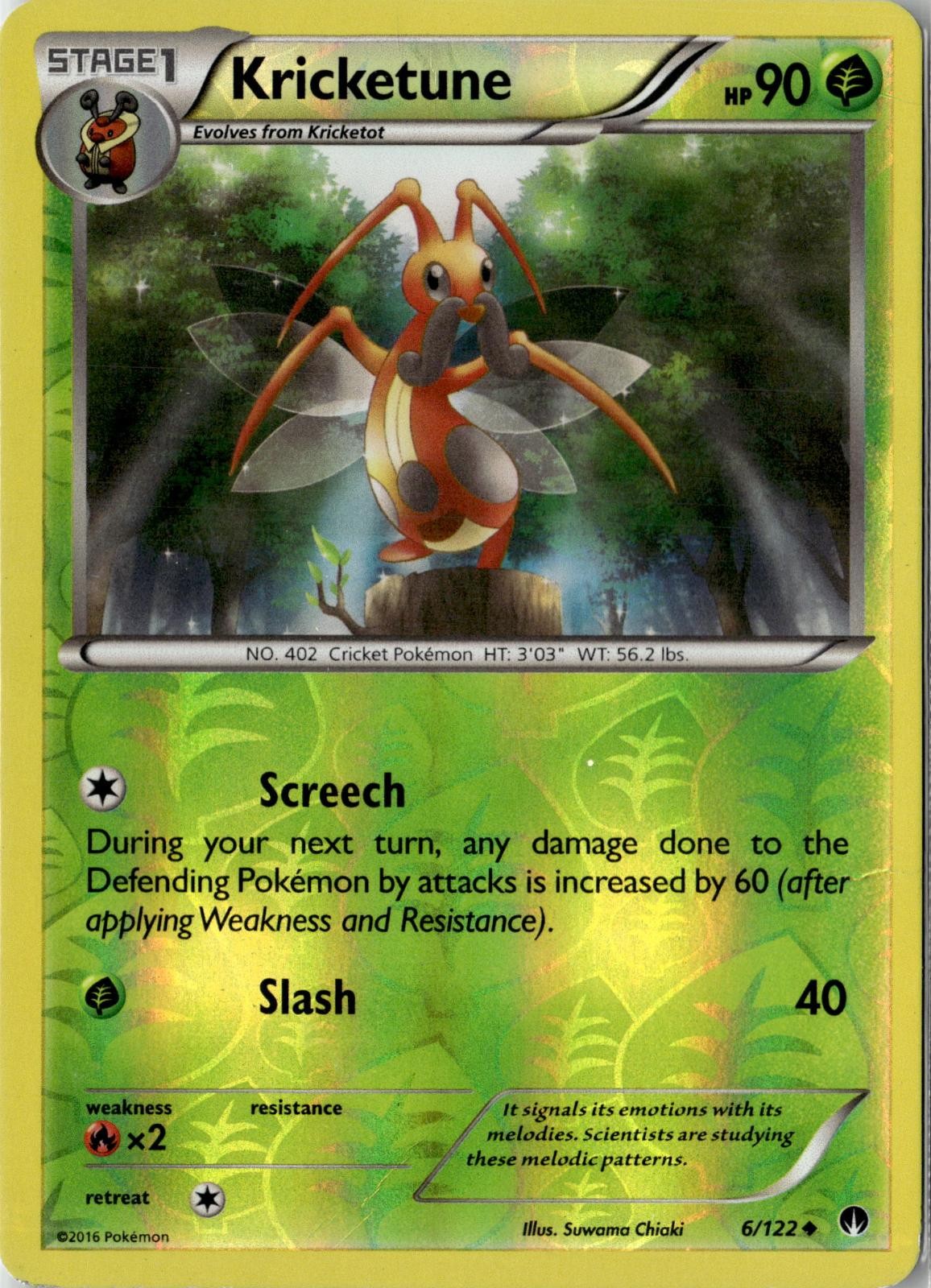 2016 POKEMON KRICKETUNE 6/122 UNCOMMON BREAKPOINT REVERSE HOLO MODERATELY PLAYED