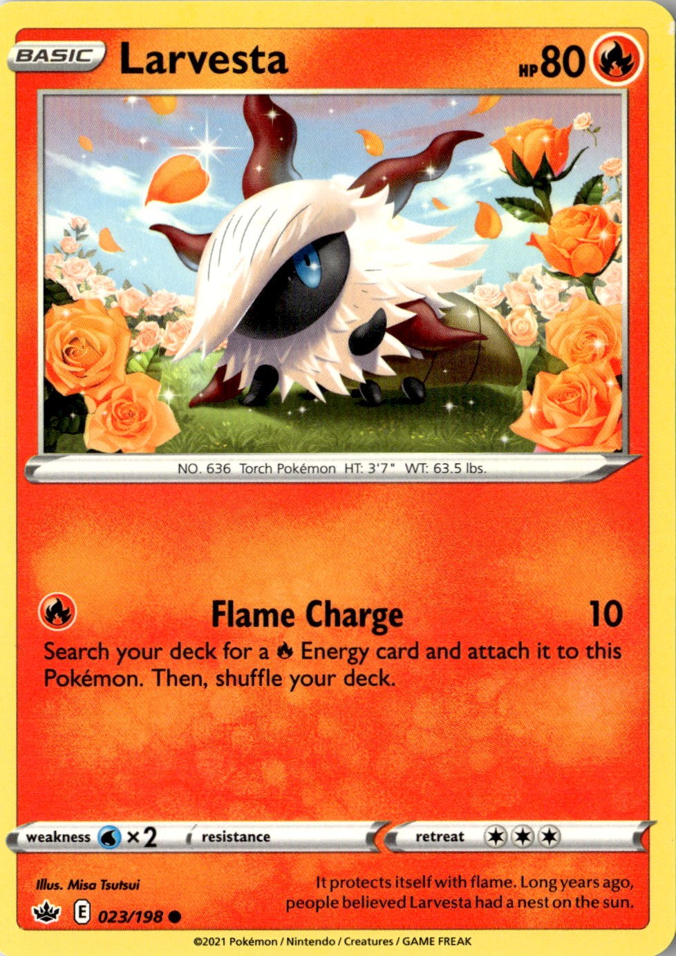 2021 POKEMON LARVESTA 023/198 COMMON CHILLING REIGN NEAR MINT