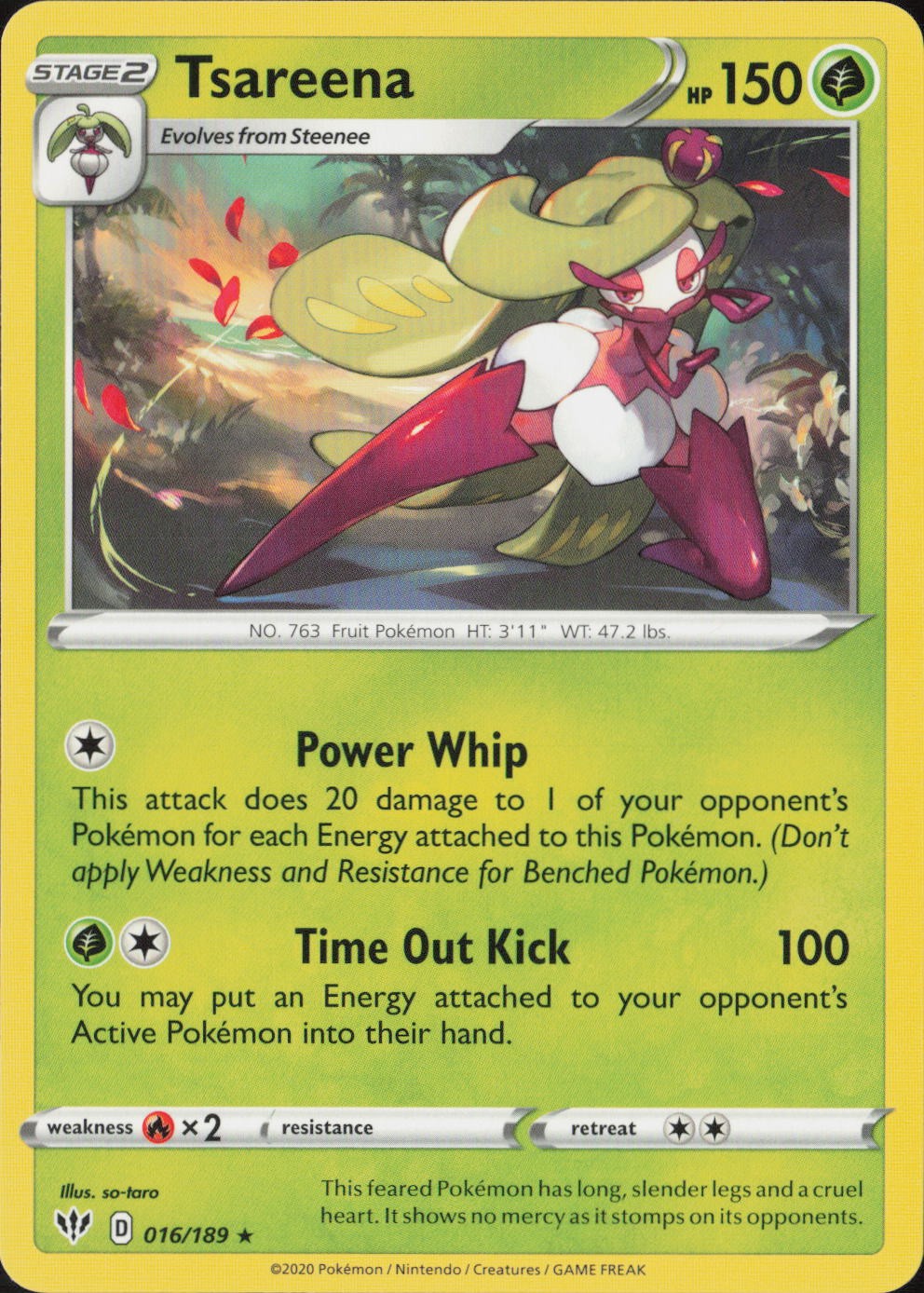 Tsareena Rare SWSH03: Darkness Ablaze 016/189 NM