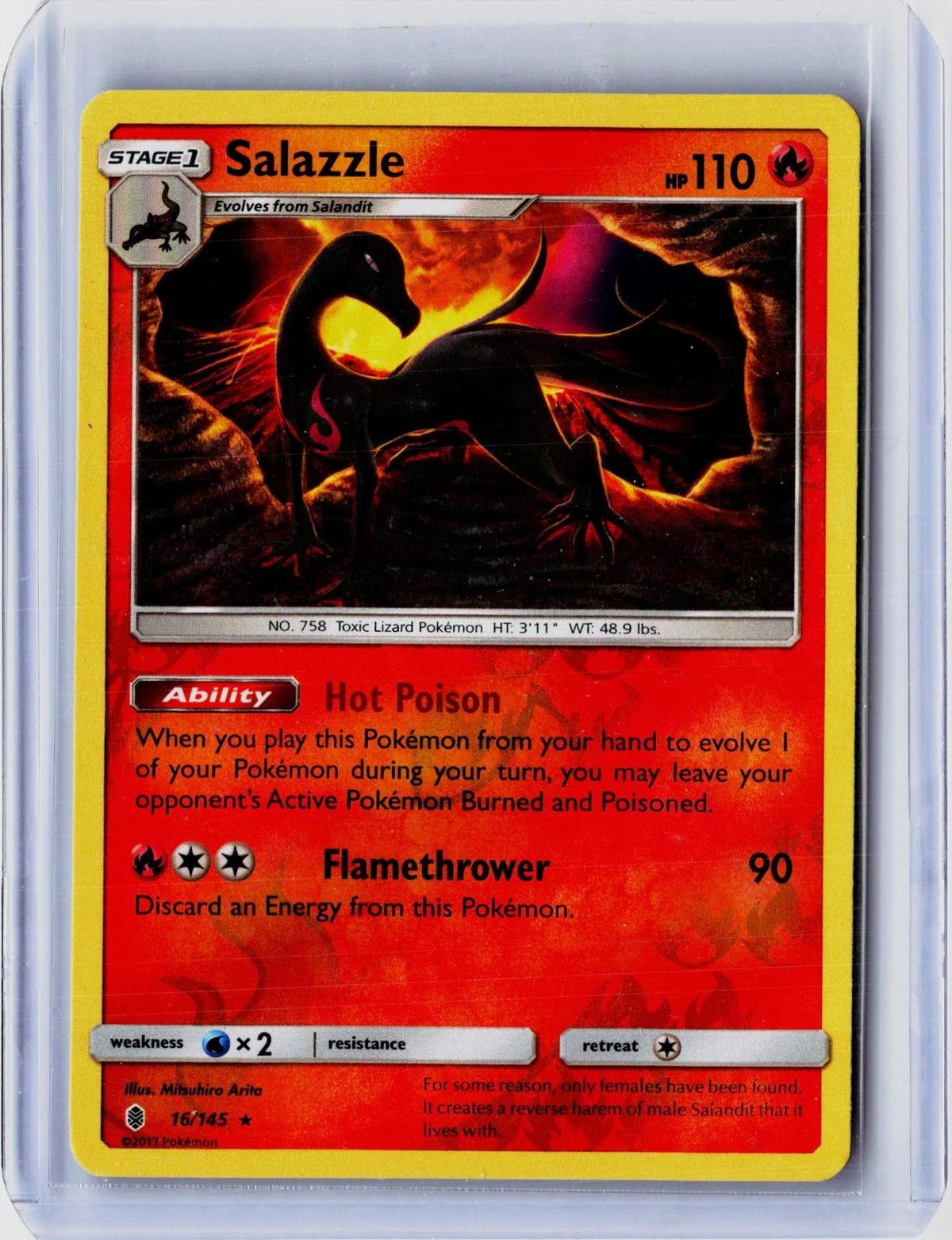 2017 POKEMON SALAZZLE 16/145 RARE GUARDIANS RISING REVERSE HOLO NEAR MINT