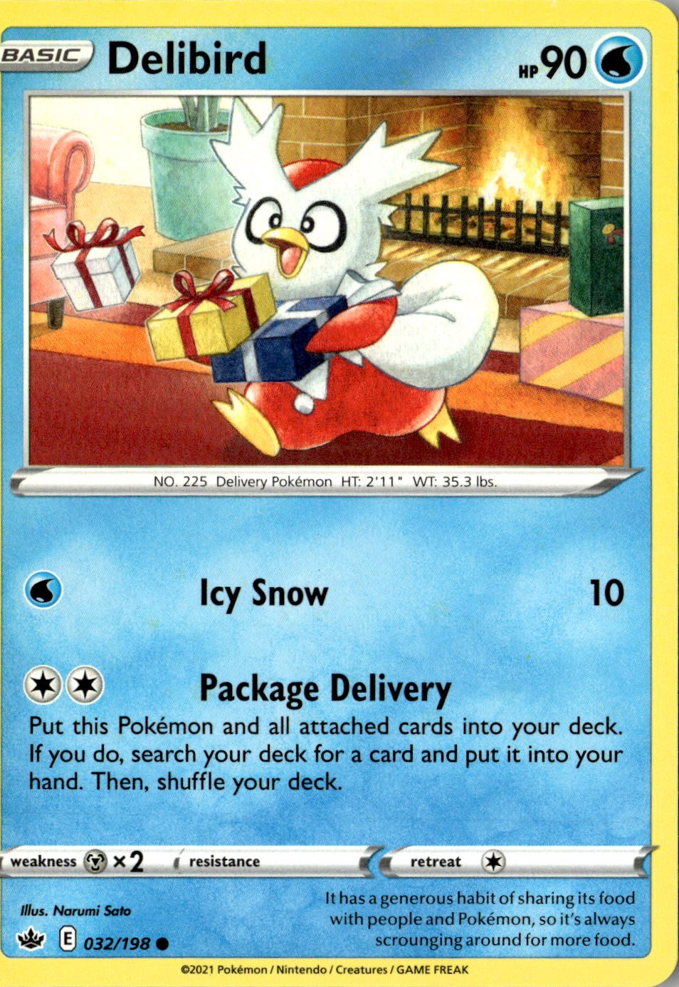 2021 POKEMON DELIBIRD 032/198 COMMON CHILLING REIGN NEAR MINT