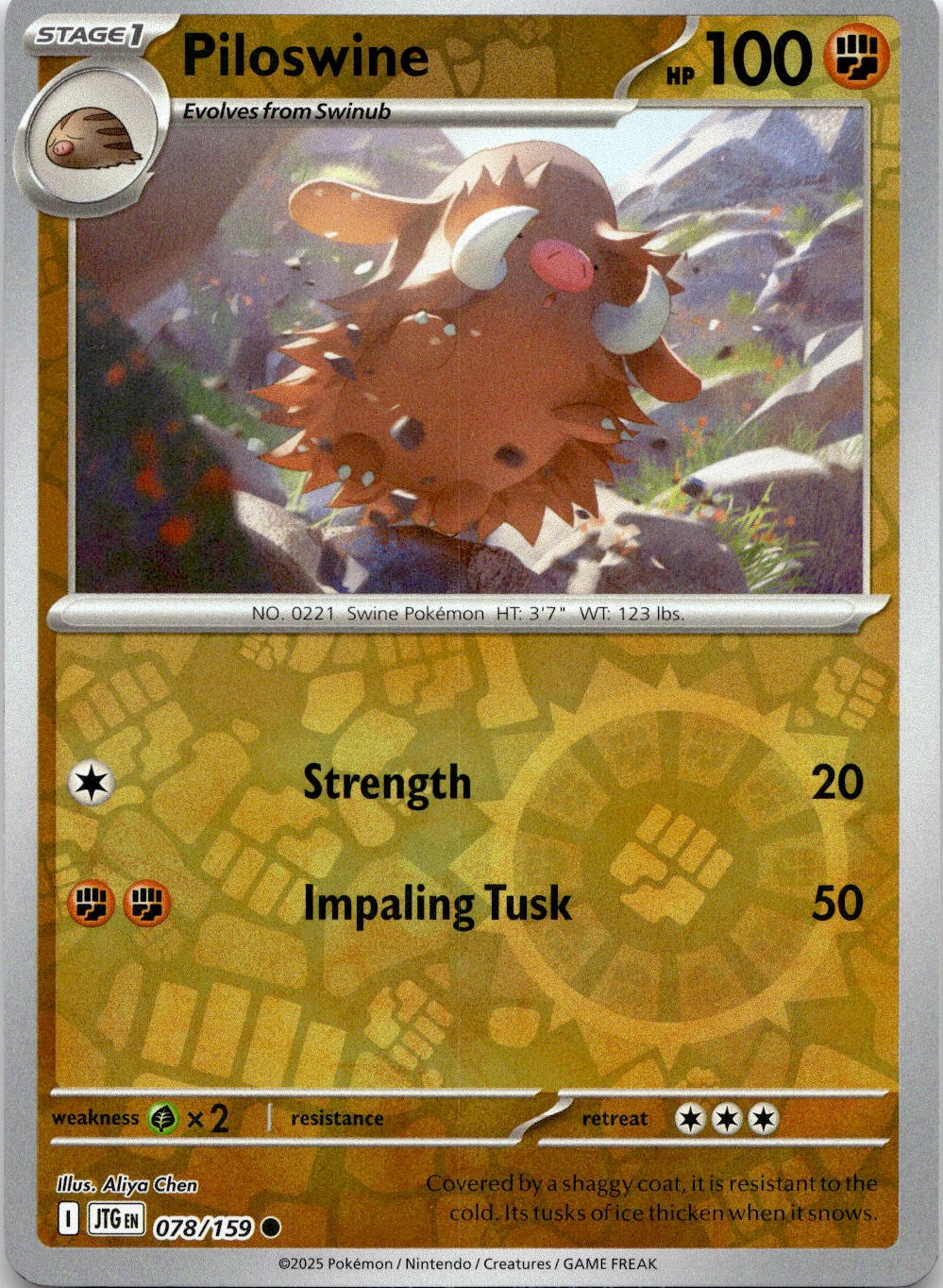 Piloswine 078/159 Common Journey Together Pokemon Reverse Holo Near Mint