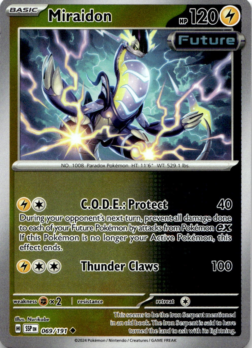 Miraidon 069/191 Uncommon Surging Sparks Pokemon Reverse Holo Near Mint