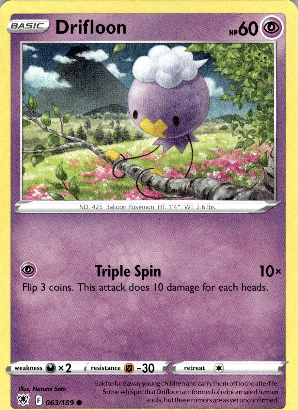 Drifloon 063/189 Common Astral Radiance Pokemon Near Mint
