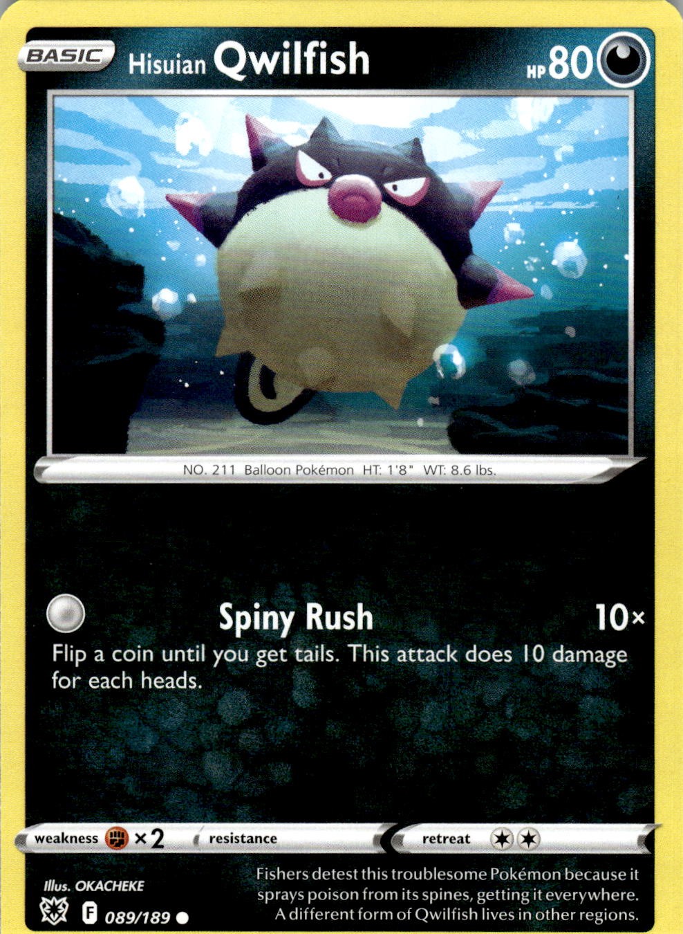 Hisuian Qwilfish 089/189 Common Astral Radiance Pokemon Near Mint