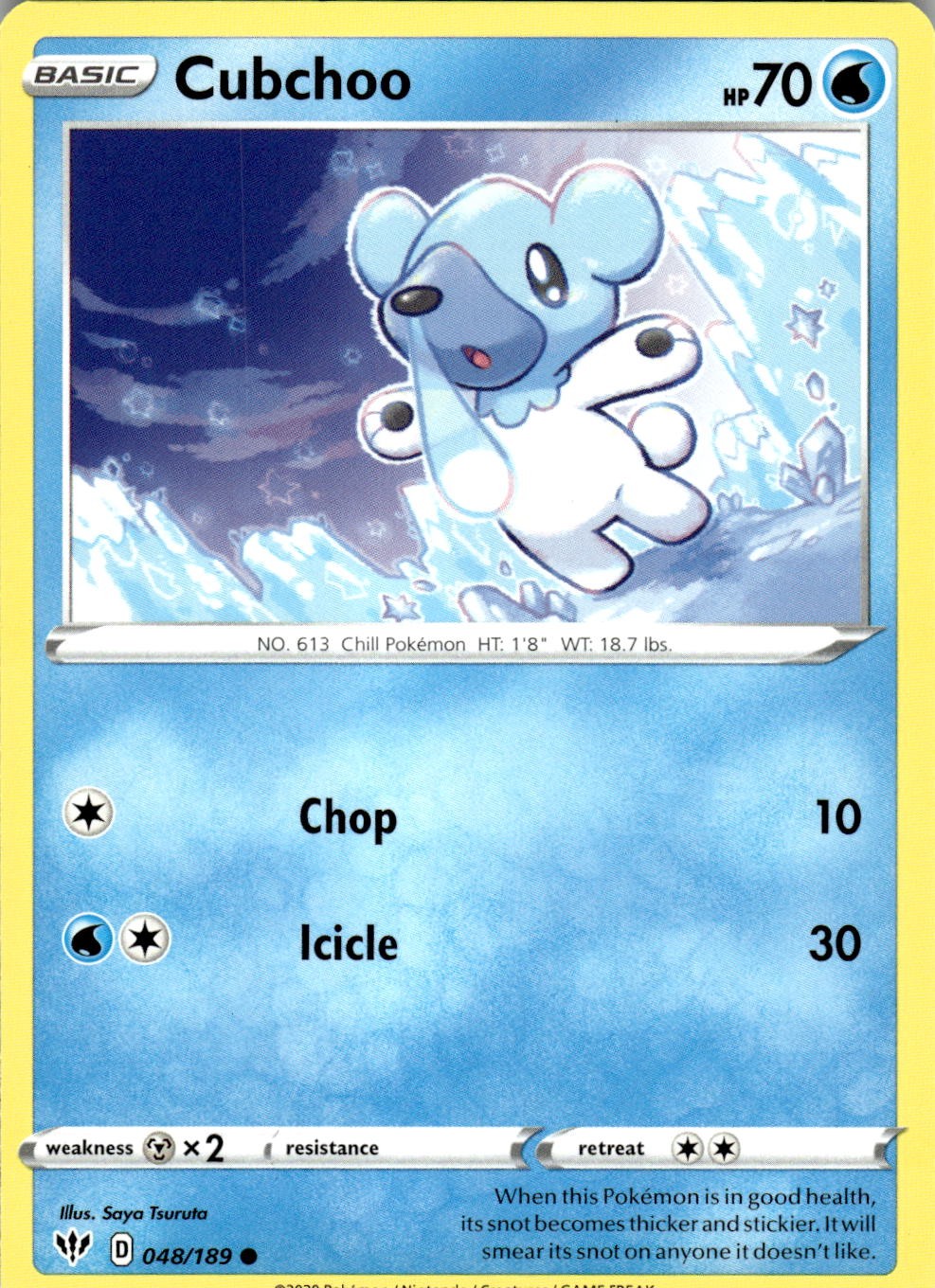 Cubchoo 048/189 Common Darkness Ablaze Pokemon Near Mint
