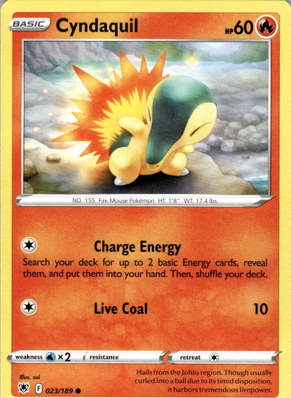 Cyndaquil 023/189 Common Astral Radiance Pokemon Near Mint