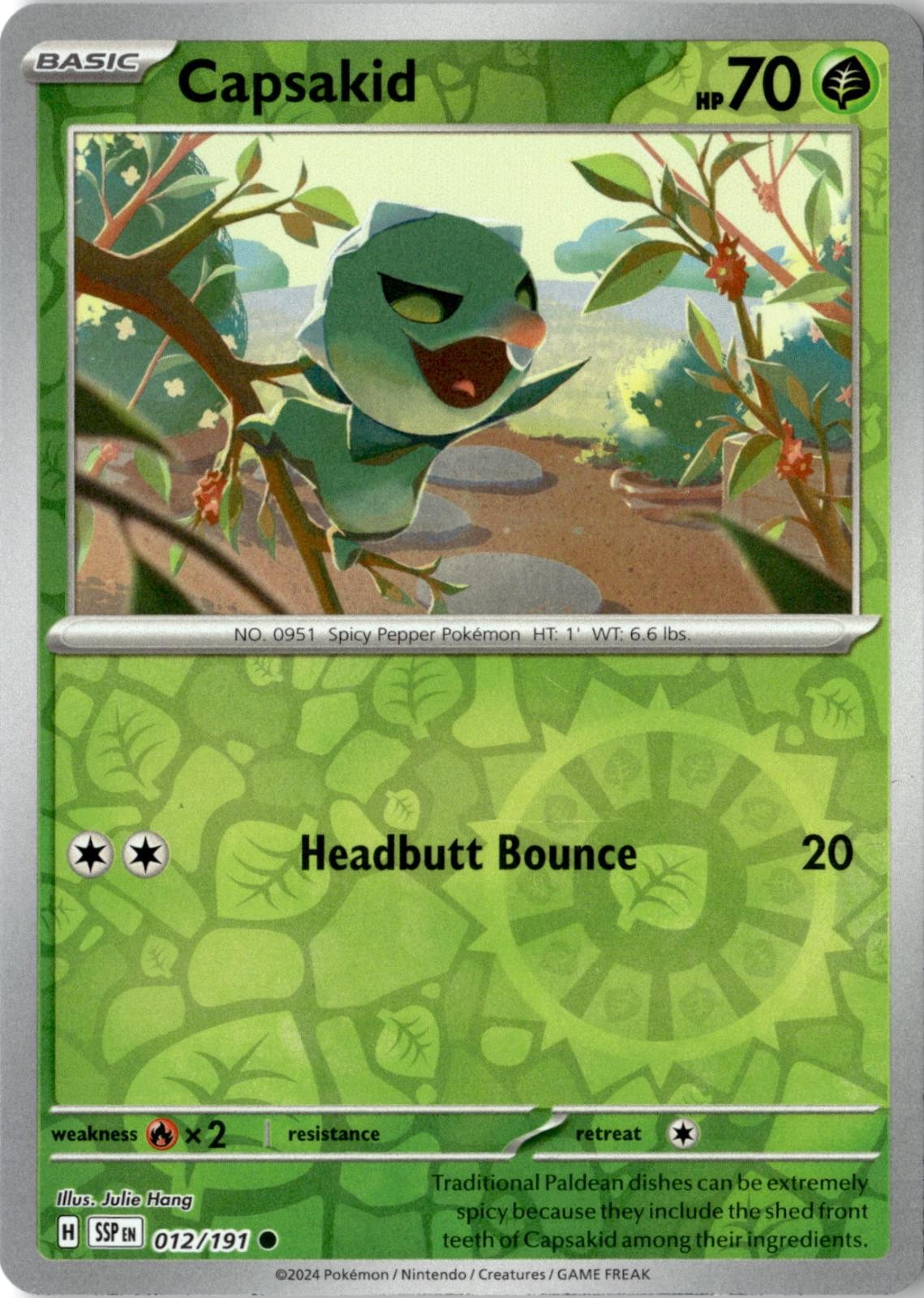 2024 POKEMON CAPSAKID 012/191 COMMON SURGING SPARKS REVERSE HOLO NEAR MINT