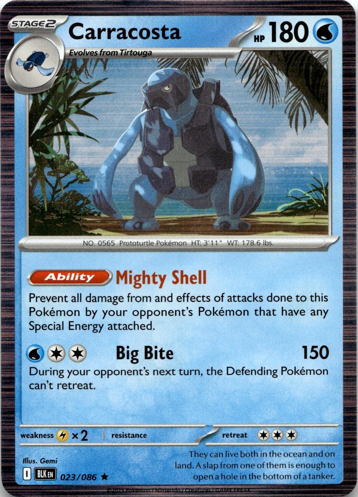 Carracosta 023/086 Holo Rare Black Bolt Pokemon Near Mint