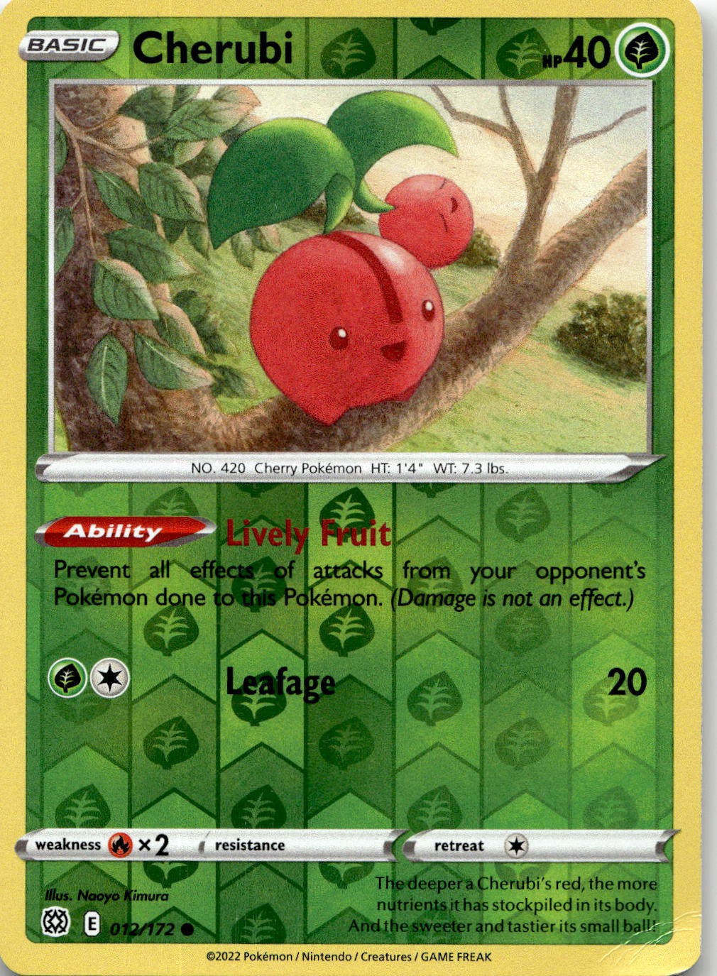 Cherubi 012/172 Common Brilliant Stars Pokemon Reverse Holo Near Mint