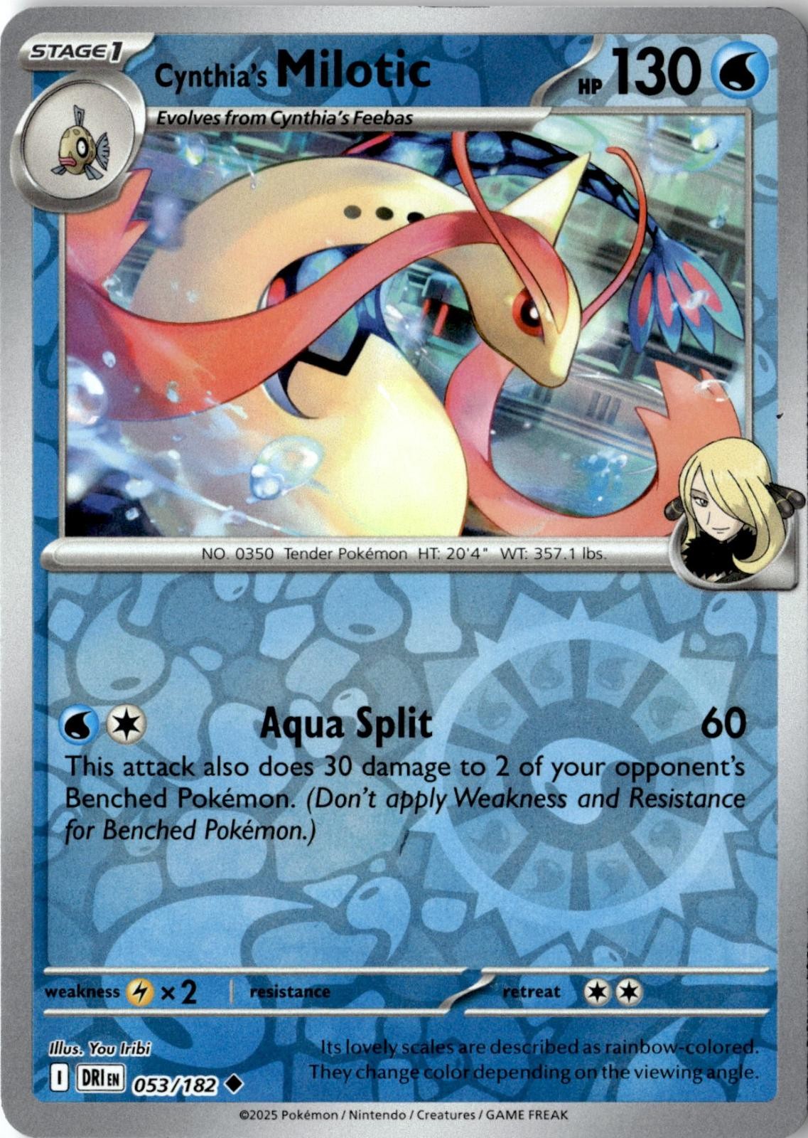2025 POKEMON CYNTHIA'S MILOTIC 053/182 UNCOMMON DESTINED RIVALS REVERSE HOLO NM
