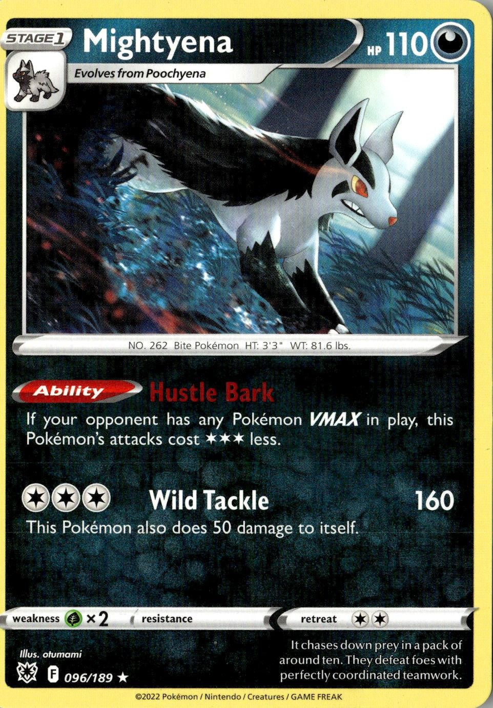 2022 POKEMON MIGHTYENA 096/189 RARE ASTRAL RADIANCE NEAR MINT