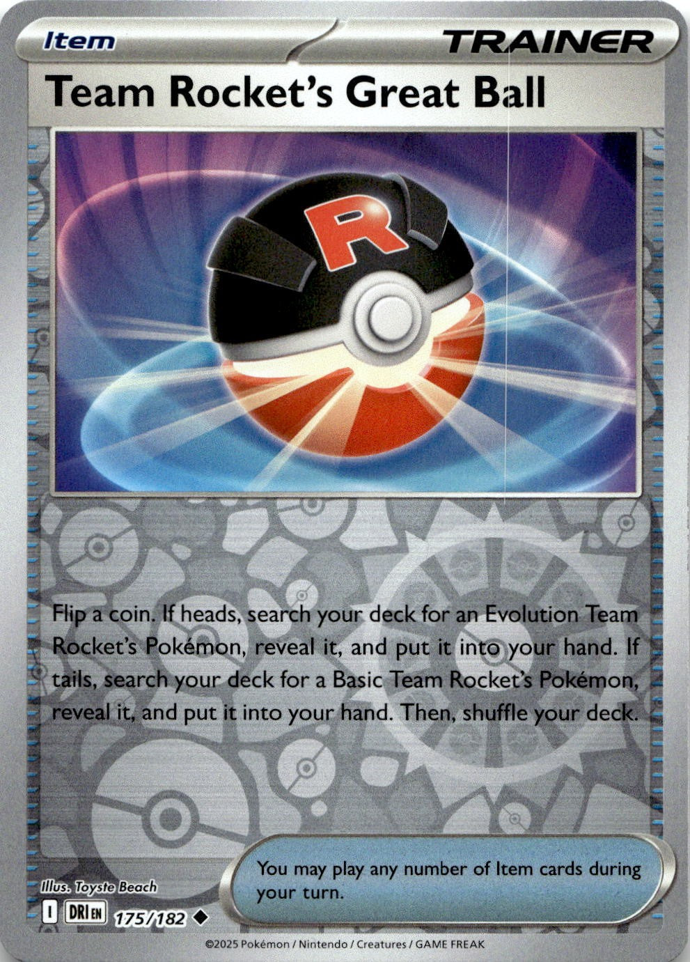 Team Rocket's Great Ball 175/182 Destined Rivals Pokemon Reverse Holo NM