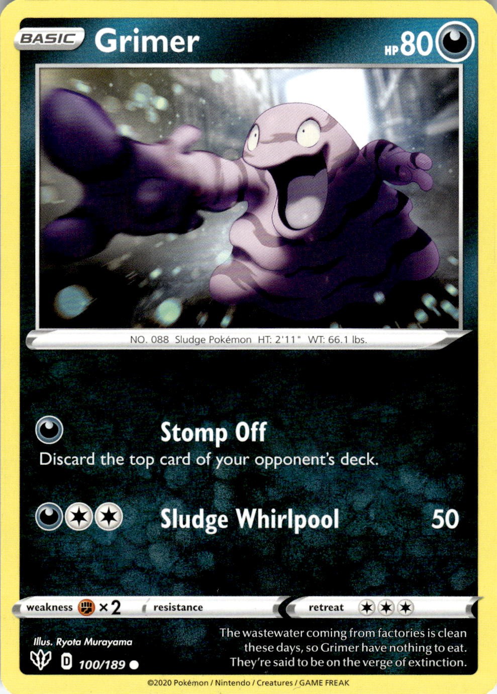 Grimer 100/189 Common Darkness Ablaze Pokemon Near Mint