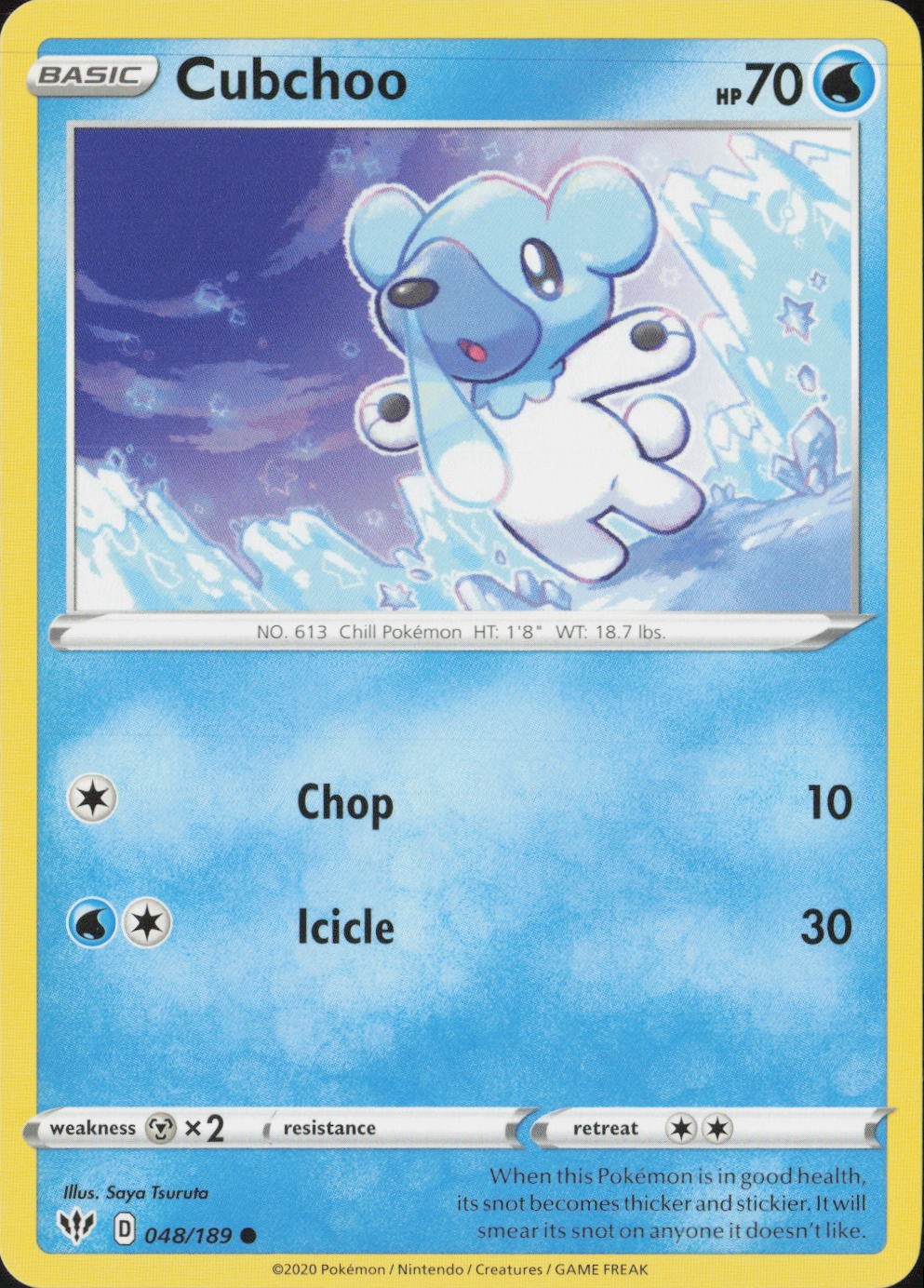 Cubchoo Common SWSH03: Darkness Ablaze 048/189 NM