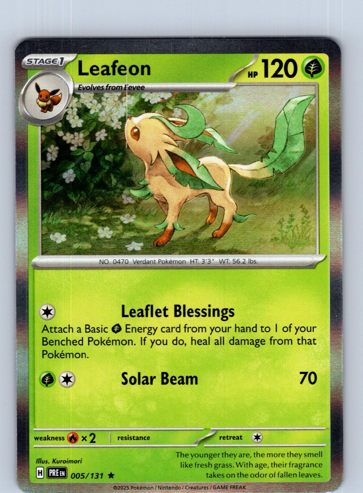 Leafeon 005/131 Holo Rare Prismatic Evolutions Pokemon Near Mint