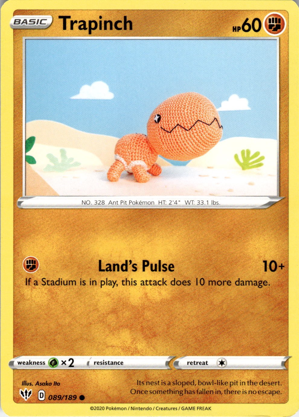 Trapinch 089/189 Common Darkness Ablaze Pokemon Lightly Played